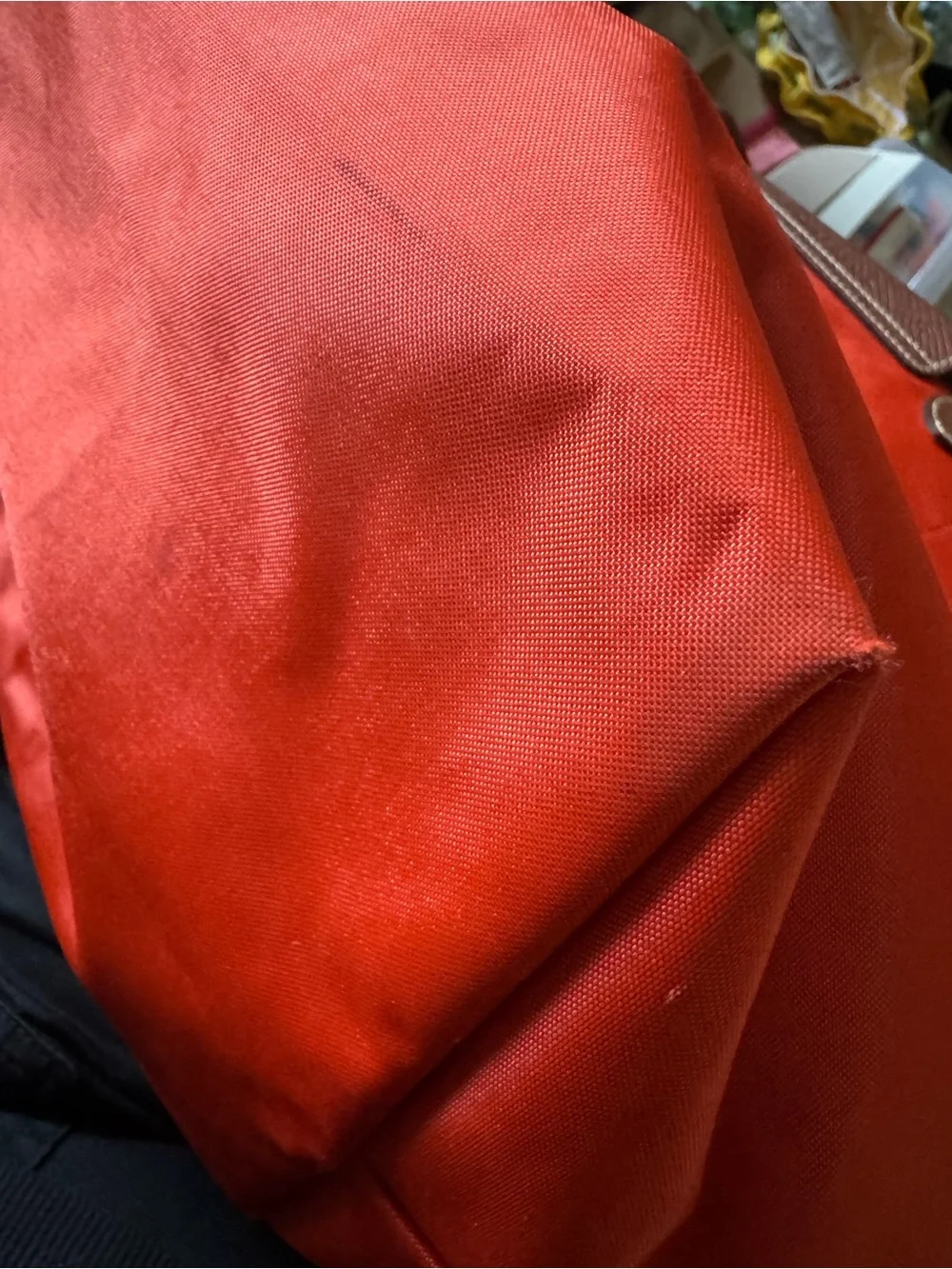 Longchamp Le Pliage Medium Short Handle Orange Nylon Tote